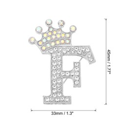 PATIKIL Letter Brooch Pins, Crown Initial Rhinestone Alphabet F Letter Lapel Badges Pin for Women Suits Dress Coat Clothes Craft, Silver Tone