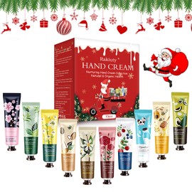 Christmas Hand Cream Gift Set, Hand Cream Set, Mini Hand Creams, Hand Moisturising Cream for Rough, Gentle Care Cream for Dry Hands, Birthday Gift, Christmas Gifts for Women Men, 10 Pieces