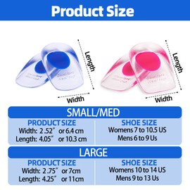 JayruiMice Gel Silicone Heel Cups/Pads - 2 Pair Heel Lifts for Plantar Fasciitis,Heel Pain Shoe Inserts Heel Protectors,Achilles Tendonitis (Blue+Pink, Small/Med)