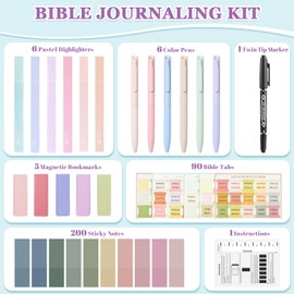 EARLY MINDS 25Pcs Bible Journaling Kit, Bible Journaling Supplies, No Bleed Bible Highlighters, Color Pens, Bible Tabs, Bible Study Kit, Bible Study Accessories for Women Christian Gifts