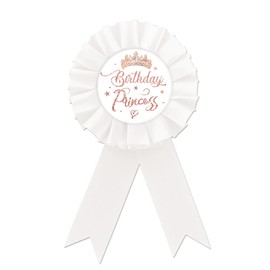 Birthday Princess Tinplate Badge Pin, Rose Gold Crown Birthday Girl Button Pin, Birthday White Rosette Badge Pin for Girl, Brooch Buttons for Girl's Birthday Party, Happy Birthday Award Badge Pin for Baby Girl