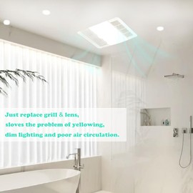 85315000 Ventilation Fan Grille & Lens Replacement for Broan-Nutone 763RL 769RL, Bathroom Exhaust Fan Cover Replacement Parts Fit 663, 663N, 663L, 663LN, 669L, 669LN, 669FN, 763RLN, 769RLN, 770F