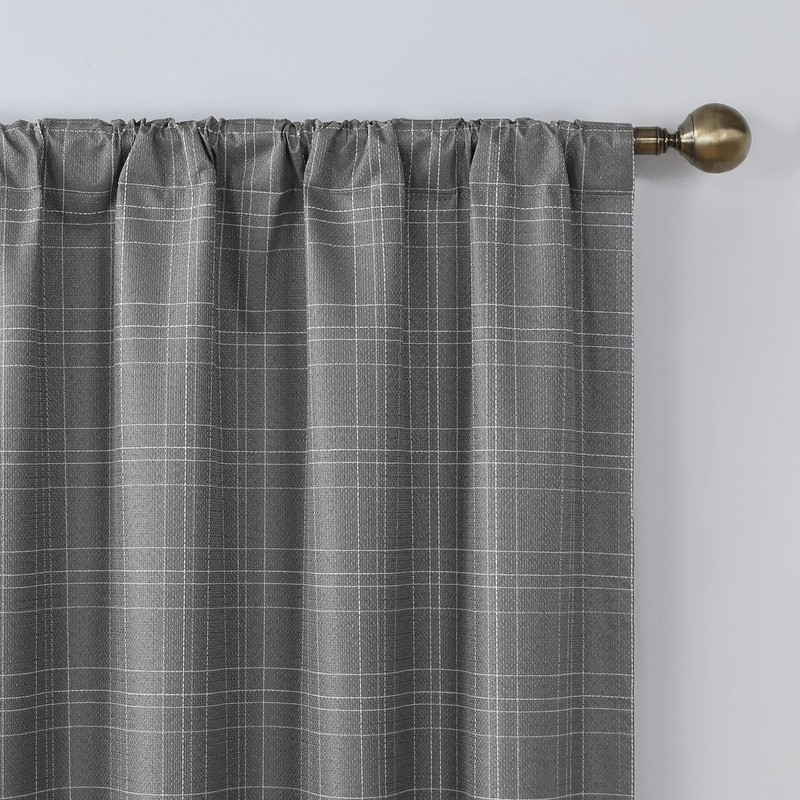Sun Zero Crestwood Woven Plaid Thermal Total Blackout Back Tab