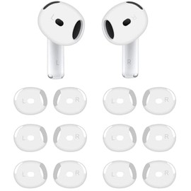 ALXCD Fit in Case Buds Cover Compatible with AirPods 4 Earbuds 4th Gen, 6 Pairs Silicone Earbuds Replacement Covers Fit in Charging Case, Compatible with AirPods 4 6 Pairs White
