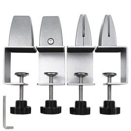 Heavy Duty Sneeze Guard Clamp For 0.1" to 1" Thick Panel,Desk Partition Support Clamps,Adjustable Aluminum Desktop Divider Holder,Easy to Install Desk Privacy Panel Clips, 4 Pack,Silver