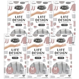 Family [Bulk Purchase] Household Gloves, Vinyl, Thin, Life Design, M, Gray, 6 Gloves, Kitchen, Dishwashing, Cleaning, Washing