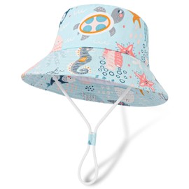 Jupsk Kids Bucket Hat, Unisex Child Summer Protection Hat, Foldable Beach Cap with Adjustable Chin Strap UPF 50+ Outdoor Play