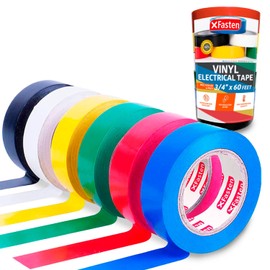 XFasten Vinyl Multi-Colored Electrical Tape Assortment Value Pack, 3/4-Inch x 60-Foot (7 mil), Multicolor (6-Pack) Colored Electrical Tape for Identification | Flame Retardant and Waterproof