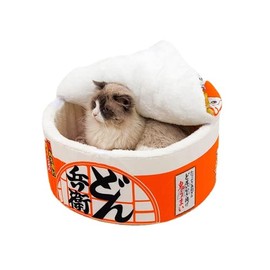 SSDHUA Cat Nest Instant Noodle Shape Cat House Cat Sofa Bed Cute and Comfortable Pet Cat House Detachable Multifunctional Soft Pet Bed Suitable for Small Cats and Dogs (S,Orange) 1