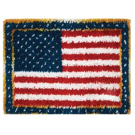 LAPATAIN Latch Hook Kits DIY Crochet Yarn Kits,American Flag Carpet Embroidery Hook Rug Kit Needlework Sets Cushion for Kids or Adults Home Decor 20.5x15inch