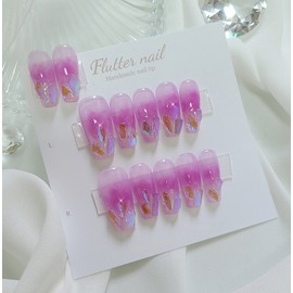 Borachik Ice Stone Handmade Nail Tips - Short Oval Mini / 보라치크 얼음스톤 수제네일팁 - 숏오발미니