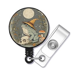 Evil Frog Giraffe Badge Reel,Retractable Name Card Badge Holder with Alligator Clip, Medical MD RN Nurse Badge ID,Office Employee Name Badge, Badge Holder, Black