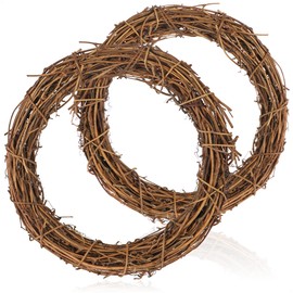 com-four® decorative wooden wreath made of rattan for decorating e.g. windows, tables and doors