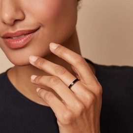 NOKMIT 3mm Titanium Rings High Polished Wedding Band for Women Dainty Stacking Stackable Band Thumb Pinky Ring Non Tarnish Comfort Fit Size 5 to 10 (Black,5)