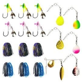 Spinner Baits for Bass Fishing，6PCS Top Water Bass Fishing Lures, Jighead Spinnerbait DIY Fishing Kit for Bass Pike Walleye Freshwater Fishing