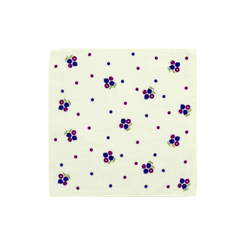 Hamamonyo Washed Towel Handkerchief, Blueberry Polka Dot