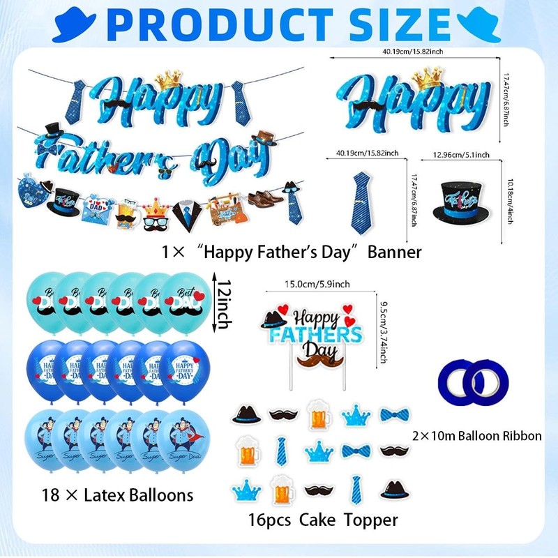 Fathers Day Decorations 37PCS Happy Fathers Day Banner – Decorative