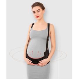 Maternity Support Belt, Maternity Belt, Pregnant Women, Stomach Stretch, Pelvic Support, Pelvic Belt, Reduces Stress (Black, XL)