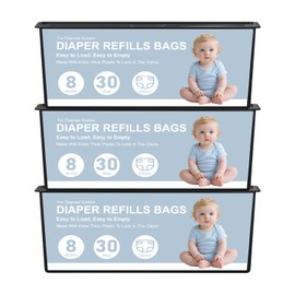 Diaper Pail Refills Bags Compatible with Genie Easy Roll Signature and Platinum Diaper Pails,90 Refills Holds up to 4200 Newborn Diapers,7-Layer Odor-Barrier Technology (3 Pack)