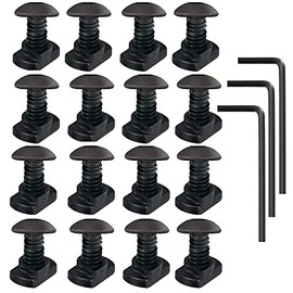 16 Pack M5 T-Nut Metric Camming Screw Replacement Sets Compatible with Standard Rail Systems, with Thread Locking Screws, Allen Wrench and Nuts(16 x Screws, 16 x Nuts and 3 x Wrench)
