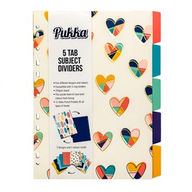 Pukka Pad, Fashion A4 5-Part Divider Set – 5 Reversible Subject Dividers with Fun Designs and Solid Colours on Reverse – 11-Hole Punch Design on 250GSM Board