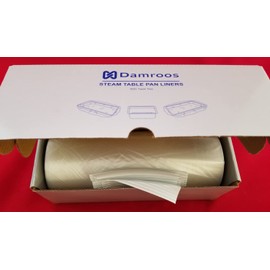 Damroos, Steam Table Pan Disposable Liners, Suitable for 1/3 -Size Steam Table Pan, Size 18" x 14", Clear, 250 Liners Per Roll Per Case with Plastic Ties, Two Cases, 500 Liners and Ties, Per Order