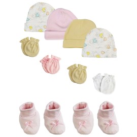 UD_Preemie Baby Girl Caps With Infant Mittens And Booties - 10 Pack Nc_0208