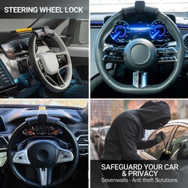 Sevenwalls Steering Wheel Lock - Car Security Device for Auto/SUV/Van, Anti-Theft T-Bar Immobilizer to Safeguard Your Vehicle and Deter Thieves