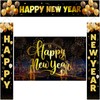 Ctosree 4 Pcs Happy New Year Banner Gold Firework Happy