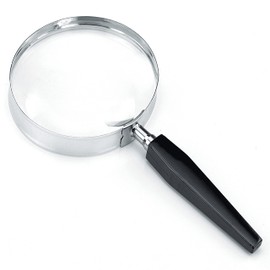 MAGDEPO Handheld Magnifier Reading Magnifier 75mm Diameter Magnifying Glass High Magnification 2x and 4x Bifocal Magnifier Bonus Card Magnifier