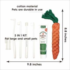 SHELANRN Dental Care for Pets - Dog Tooth Brushing Kit, Dog Toothpaste, Cat Toothbrush kit, Pet chew Toys, Dog Teeth Cleaning, 5 in 1 KIT for Large and Small Pets, Pets are Durable in Use !
