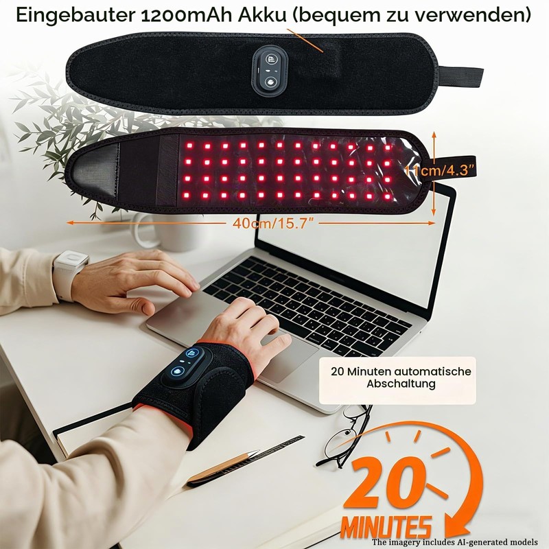Neroos Flow Carpal Tunnel, 660nm+880nm Light, 3 Heat Levels, Touch