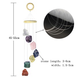 moonsix 7 Crystal Raw Stones Wind Chime for Home Garden Decor Hanging Healing Wind Chimes Outdoor Indoor, 17-22 inch