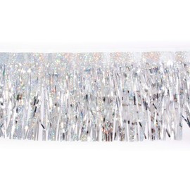 TCDesignerProducts Holographic Fringe, 15 Inches x 10 Feet, Indoor & Outdoor Holiday Parade Float Shiny Sparkly Decoration