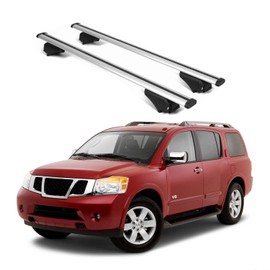 ERKUL Roof Rack Cross Bars for Nissan Armada 2008-2015 | Aluminum Crossbars with Anti Theft Lock for Rooftop | Compatible with Raised Rails - Silver