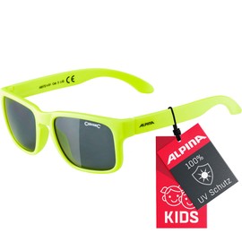 ALPINA Mitzo Mirrored and Shatterproof Sunglasses with 100% UV Protection for Children, Neon Yellow