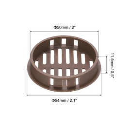 sourcing map 20Pcs 50mm/2in Air Vents Circular Soffit Vents, Brown Plastic Soffit Vent Cover for Bathroom Home, Office, Kitchen, Cabinet, Wardrobe