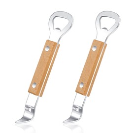 Vethwal Magnetic Can Punch Bottle Opener, Manual Stainless Steel Church Key Can Opener with Magnet for Camping and Traveling 2 Pack