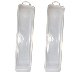 Fokmuaex 2Pcs Transparent Plastic Makeup Brush Storage Box for Makeup Brushes and Brow Pencils