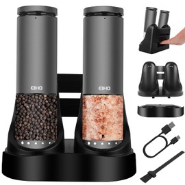 Electric Salt and Pepper Grinder Set Rechargeable, External Adjustable Coarseness, Automatic Salt & Pepper Shakers Mills, Kitchen Gadgets,Stocking Stuffers Christmas Cooking Gifts for Adults Men Women