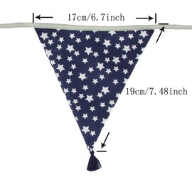 G2PLUS Fabric Bunting with Tassels, Blue and Grey Fabric Garland on Both Sides, 3.3 m Fabric Bunting Garland with 12 Pieces Colourful Bunting for House Bed, Children's Birthday Party Decoration