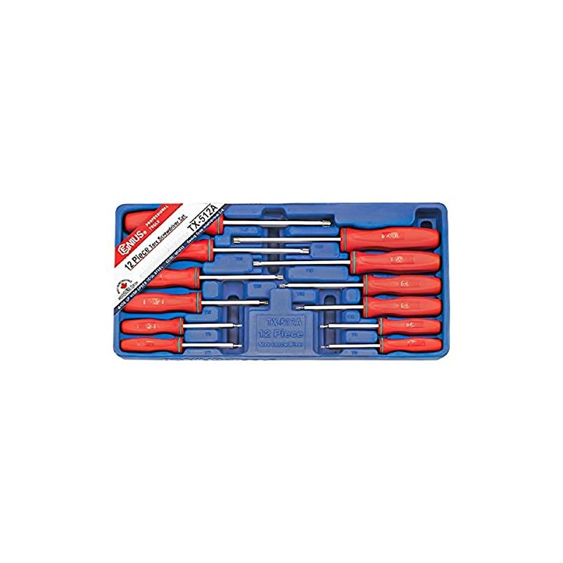 Genius Tools 12 Piece Tamperproof Star Screwdriver Set TX-512A