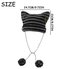 GWAWG Beanies Crochet Knitted Hats for Women Vintage Striped Winter Warm Elastic Cap Y2K Accessories for Girls Adults Kids Black