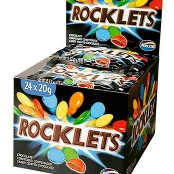 Arcor Rocklets Confites Candied Chocolate Sprinkles, 20 g / 0.70 oz (box of 24)