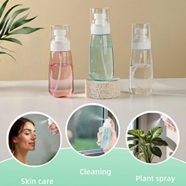 Vonpri Small Spray Bottle Travel Size 2oz/60ml with PVC Zip bag, Leak Proof Fine Mist Mini Empty Spray Bottles for Perfume Toners Rose Water (Blue Pink Clear, 60ml 3Pack)