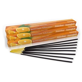 Premium Orange Incense Sticks: Naturally Traditional from India in Fair Manufacturing. Large Pack of 10 Boxes = 80 Pieces Each 45 Minutes For Garden, Camping & Beach