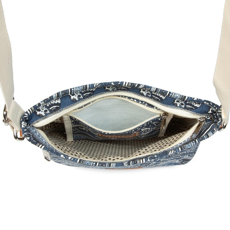 Malirona - Bolso bandolera de lona para mujer, diseño floral,