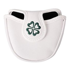 Odyssey 2 Ball Tailor Made Spider Putter Cover Mallet Headcover Putter Cover Clover White Green Round (White)