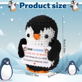 TOYMIS Positive Penguin Crochet, Emotional Plush Positive Support Doll Cute Knitted Penguin with Encouragement Card for Husband