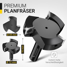 Kasper Solutions® Face Milling Cutter 12 mm Shank - Professional Planer Cutter for Router & CNC Milling - Robust Wood Cutter - End Mill for Precise Machining - Dressing Cutter